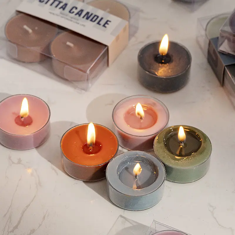 

Soybean Wax Aromatherapy Candle Essential Oil with Hand Gift 4 Pack Tea Wax 6 Hours Smokeless and Odorless Tea Cooking Small Can
