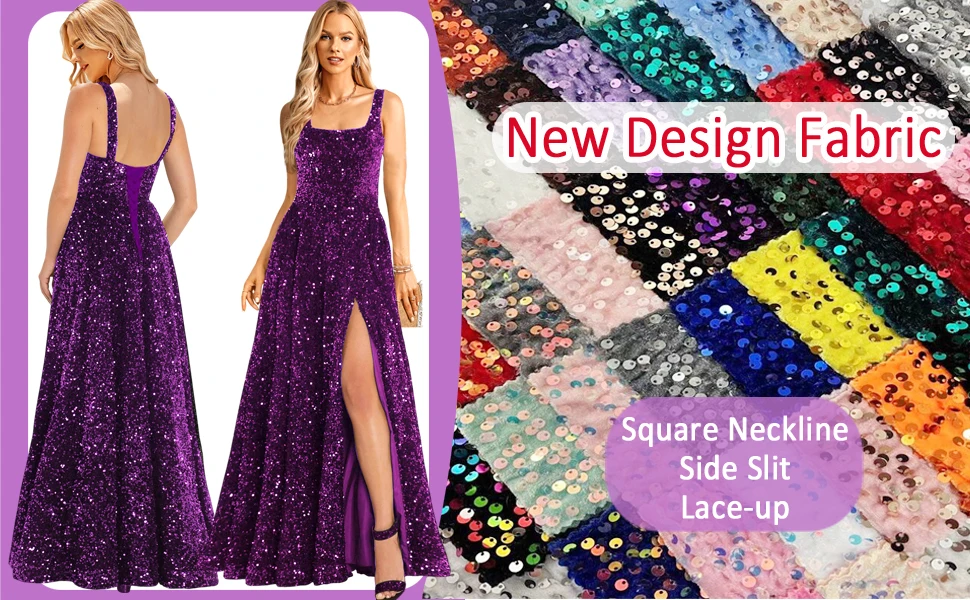 Prom Dresses Long A Line with Slit Formal Evening Ball Gowns