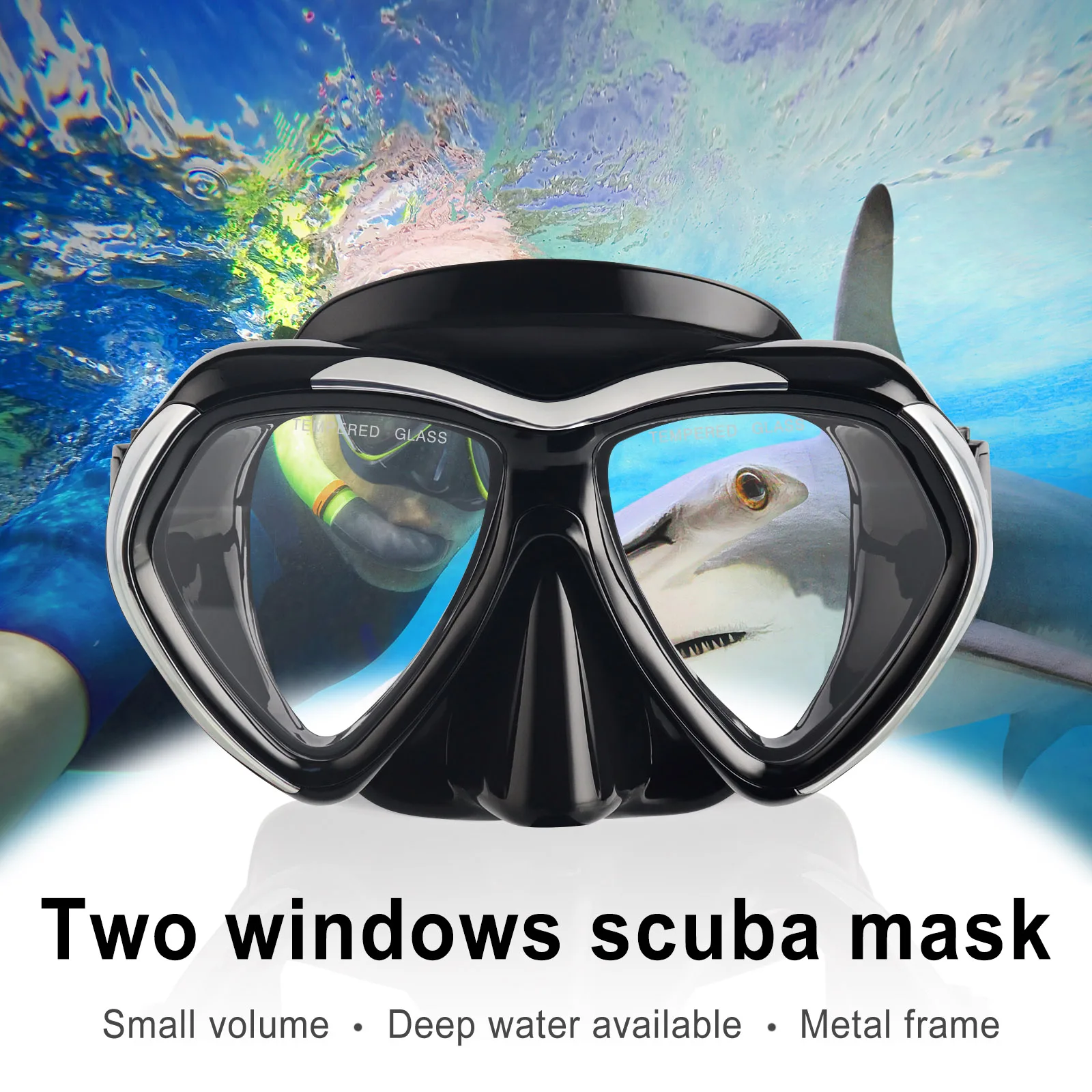 EXP VISION-Scuba Diving Mask for Adults Anti-fog Dive Mask Anti-Leak Tempered Glass Swim Goggles with Nose Cover Snorkeling
