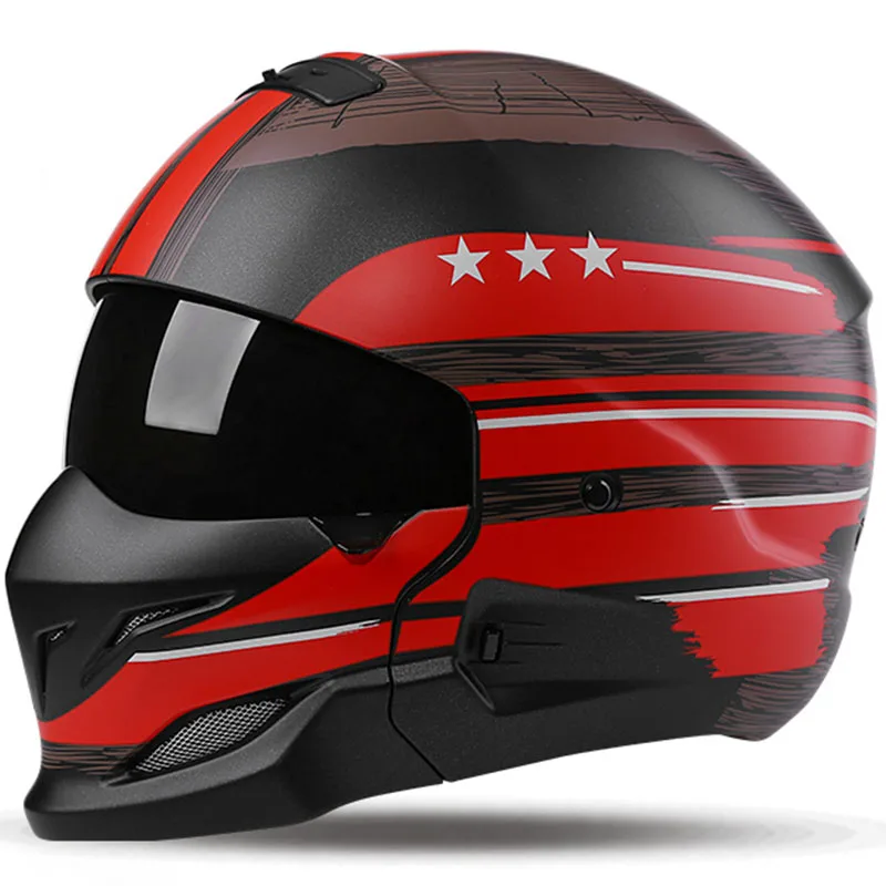 Casco De Motocicleta Retro Fibra Compuesta, Certificado DOT/ECE