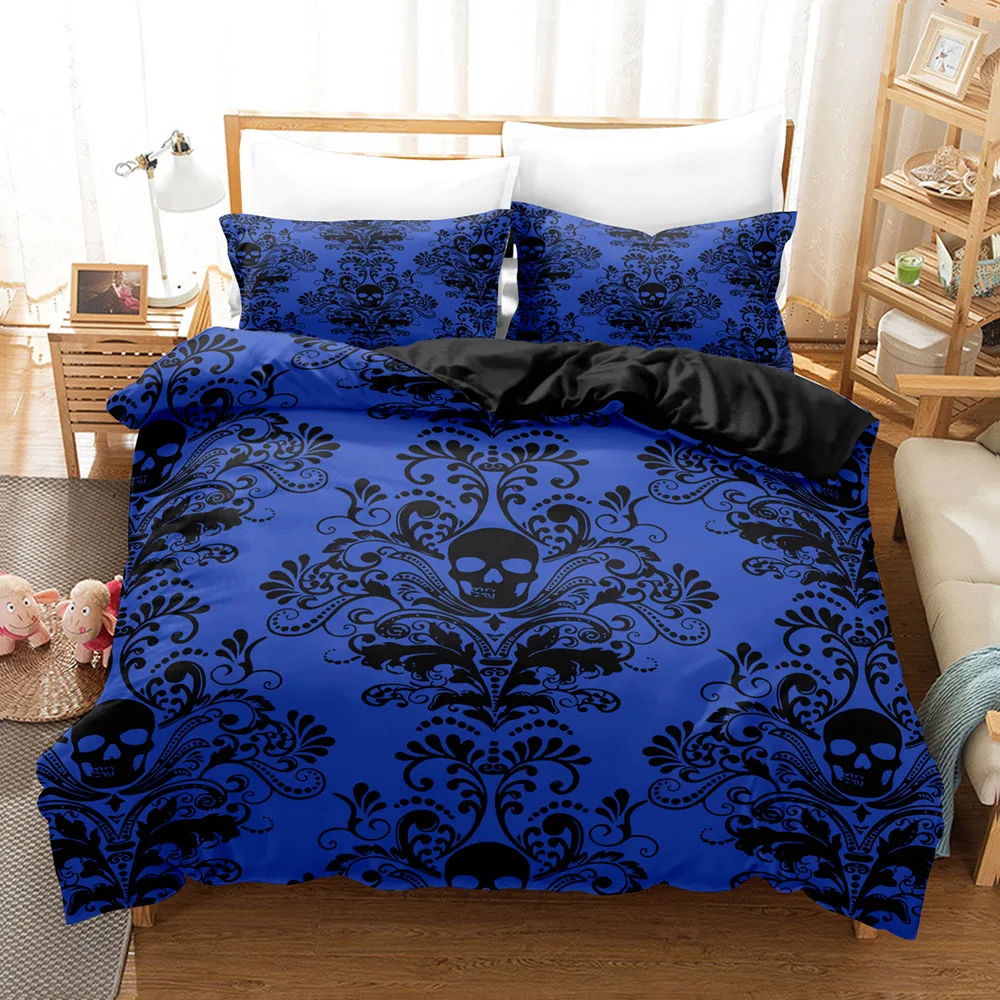 Colorful Skull Pattern Comforter Bedding Set,Duvet Cover Bed Set Quilt Cover Pillowcase,king Queen Size Bedding Set