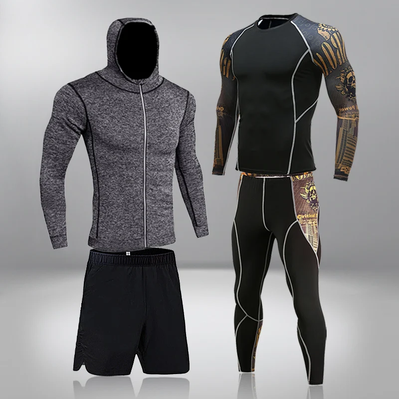 Dry Fit Men's Training Sportswear Set Gym Fitness Compression Sport Suit  Jogging Tight Sports Wear Clothes 4XL5XL Oversized Male