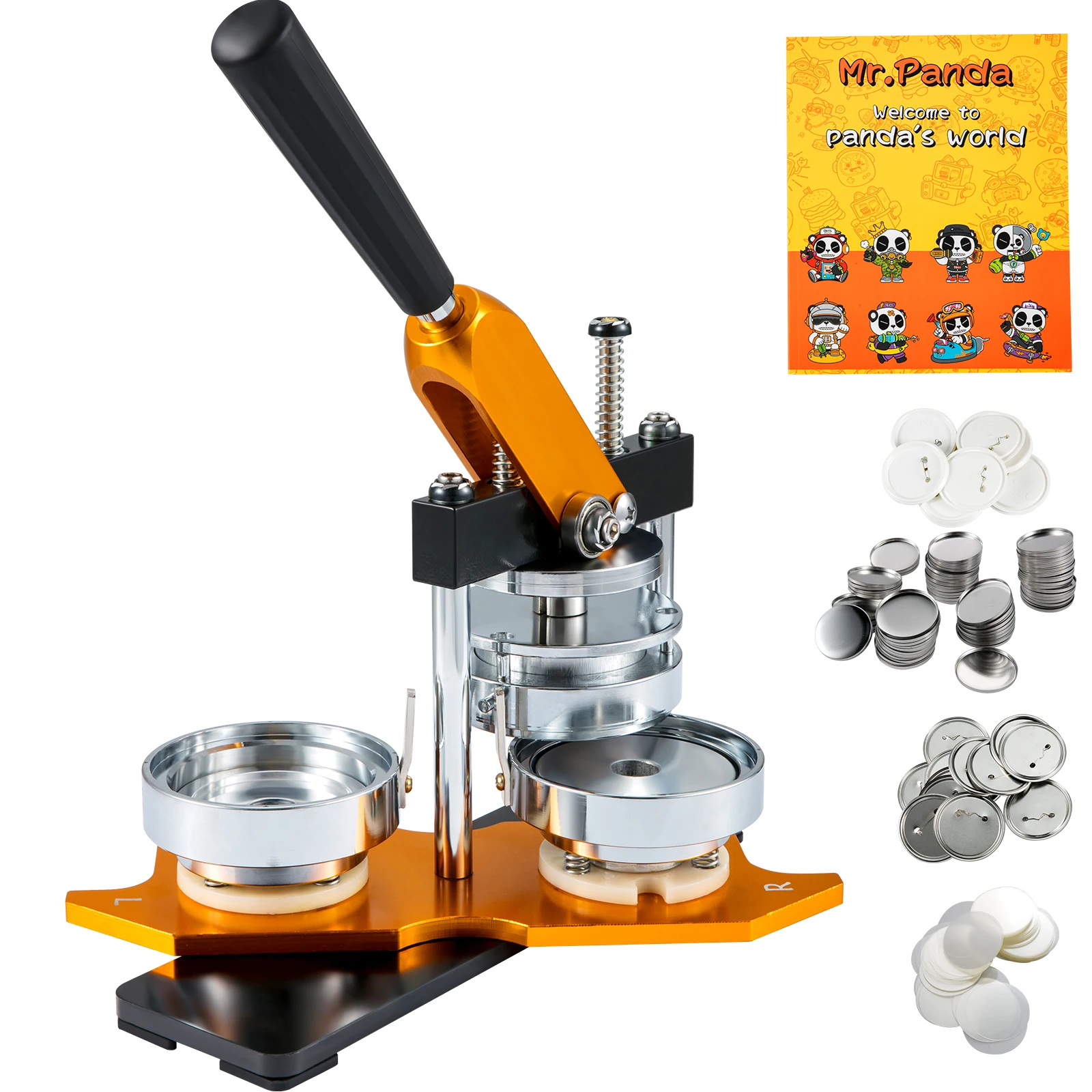 SucceBuy 75mm Button Maker Machine Badge Punch Press Button Making Supplies with 100pcs Parts Circle Cutter & Magic Book