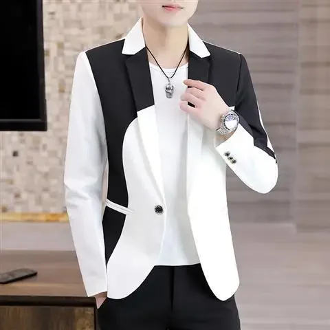 thumbnail image 1 of Chaquetas cortas para hombre, trajes y blazers ajustados para hombre, negros, cortos, rojos, finos, moda 2024, ropa de verano de alta calidad, novedad, 1 of 5