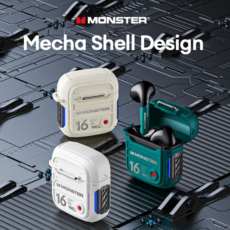 Monster XKT16 무선 이어폰, 블루투스 5.3 게임용 헤드셋, 하이파이 사운드, HD 통화 음악 이어버드, 터치 컨트롤 헤드폰, 듀얼 모드