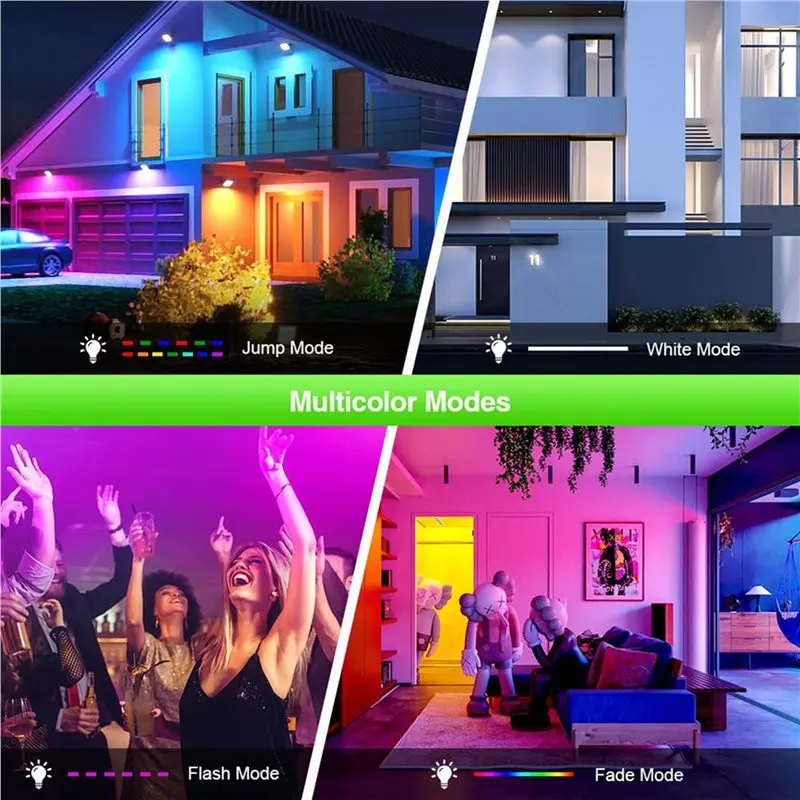 A19F-4 팩 100W RGB LED 투광 조명 IP66 방수 색상 변경 투광 조명, 파티, 할로윈 220V용 리모컨 포함