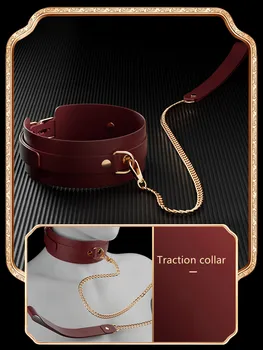 Sexy BDSM Leather Plush Bundle Set, Exotic Sex Toy, Gear Collar, Hip, Oral Erotic Bundle, Eye Mask, Whipping Nipple Clip 5