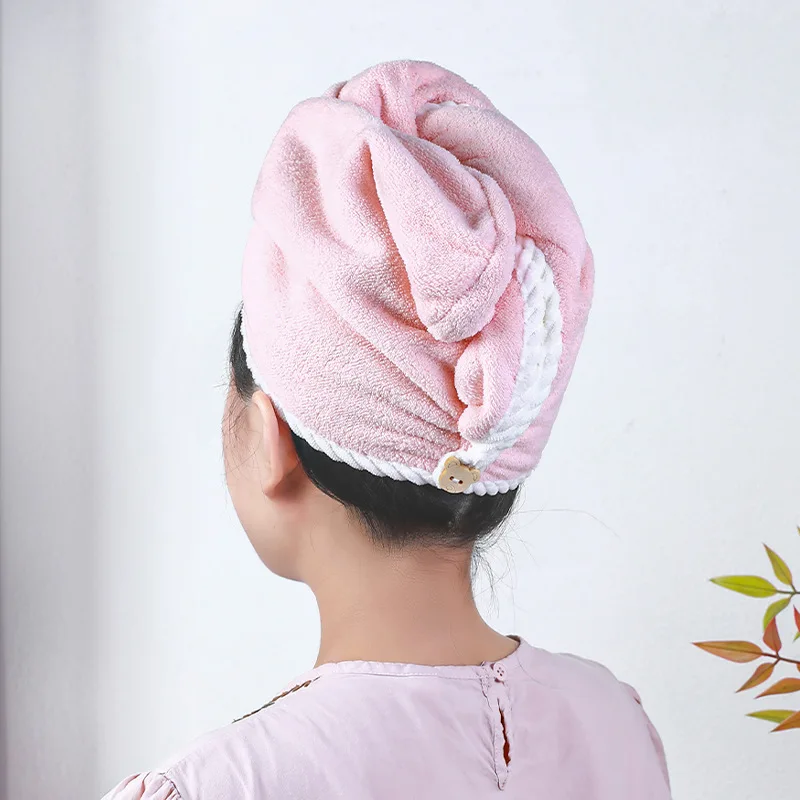 

Coral Velvet Dry Hair Cap Super Absorbent and Quick Drying Bath Cap Dry Hair Towel Double Layered Thickened Headband Headscarf