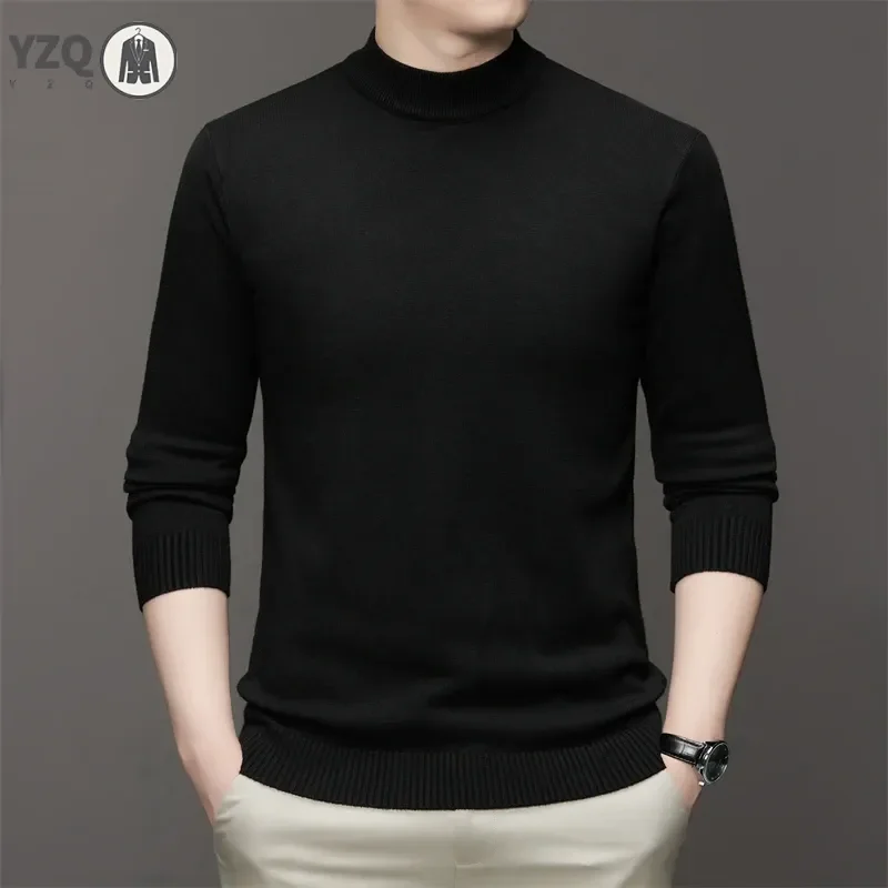 7 Colour Men's Half High Neck Long Sleeved Solid Color Sweater Soft, Warm and Comfortable Top with a Base 3