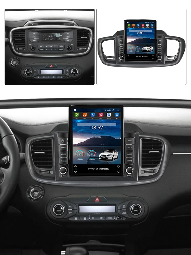 Armaturen in einem Auto, Autoradio, Navigationssystem, Lüftung Stock Photo