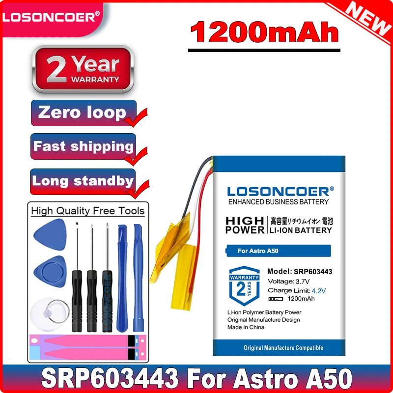 LOSONCOER Top Brand 100% New 1200mAh SRP603443 Battery for Astro A50 A20 EVE623442 Headset | Электроника