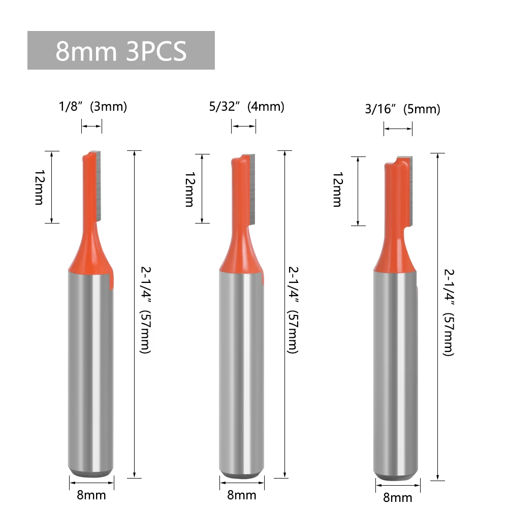 LAVIE 1 pz 8mm gambo punta dritta carburo di tungsteno doppia scanalatura frese fresa per legno strumento di lavorazione del legno C08-002