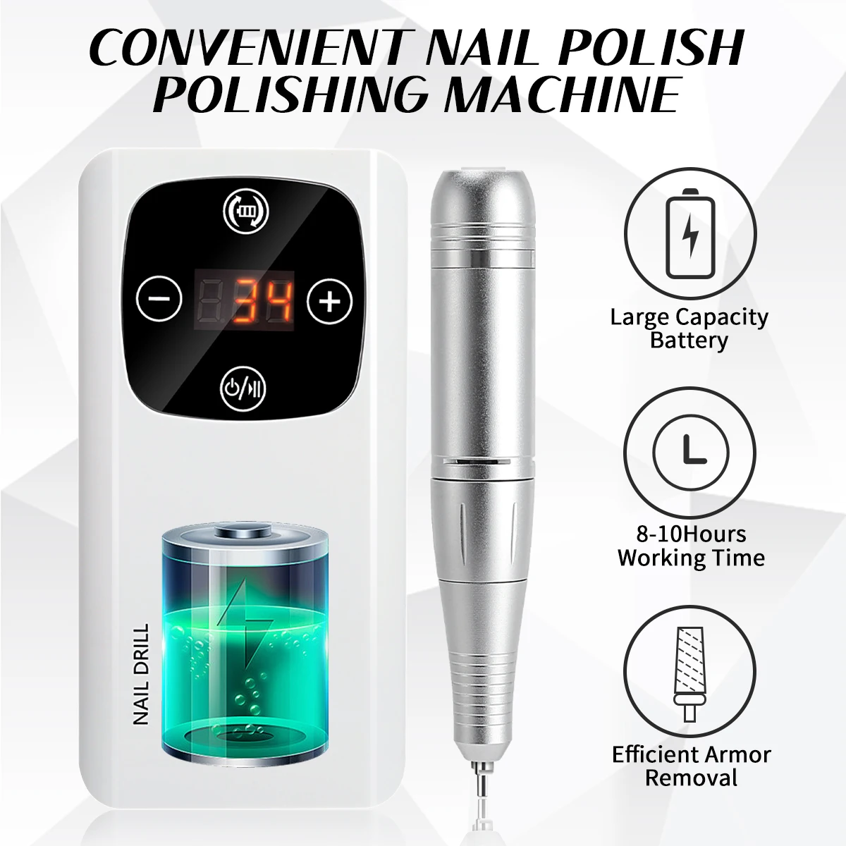 2-in-1 portable Nail Drill and Nail Lamp 45,000 RPM electric nail drill with drill sand with nail art removal nail  polishing 5