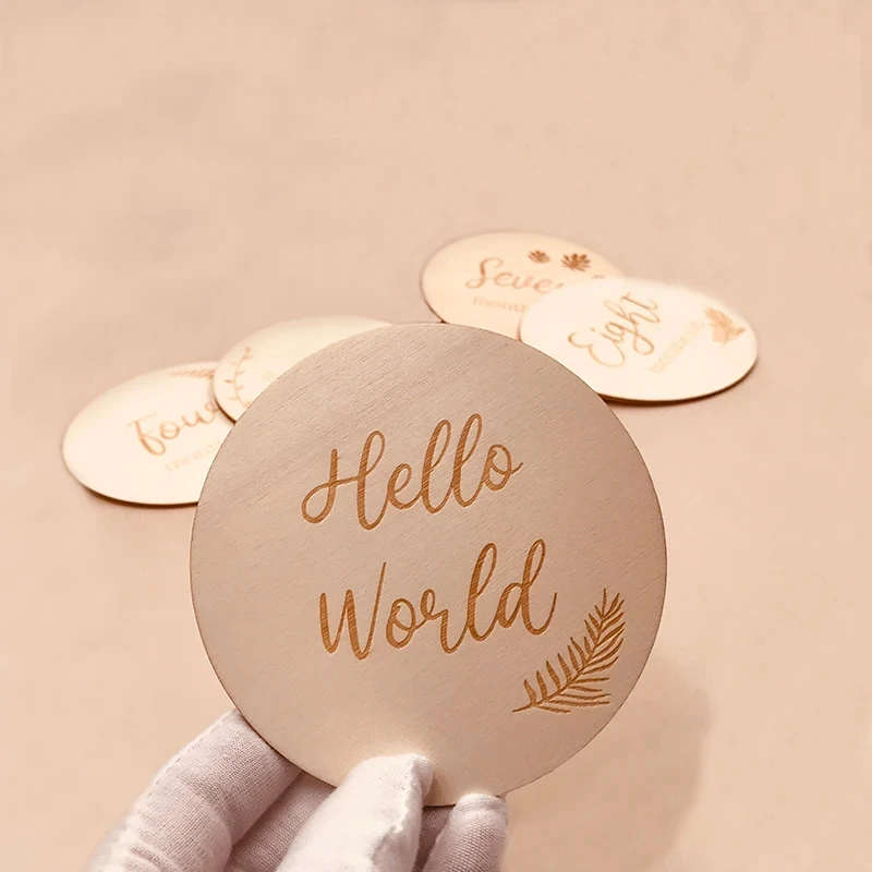 ABCPICK Baby Milestone Memorial Monthly Photography Engraved Wood Newborn Kid Age Card Number Photo Props Jewelry Accessories