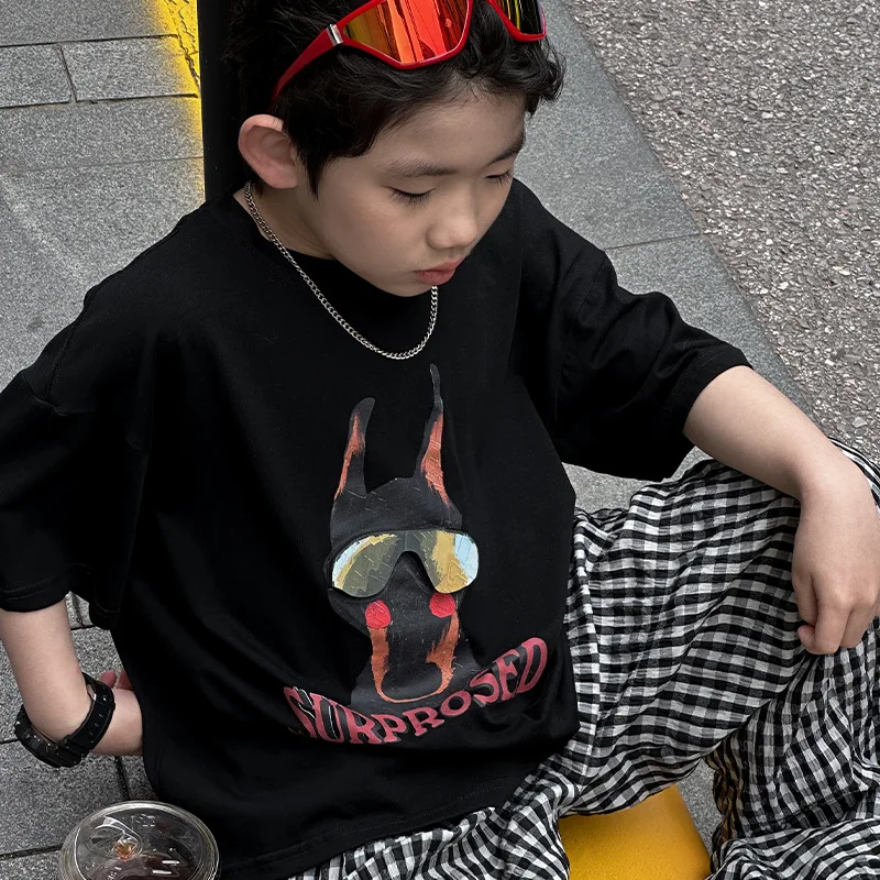 

Children Clothing Boy T Shirt 2024 Summer New T Shirt Three-dimensional Cartoon Printing Short Sleeve Korean Style Kids T Shirt