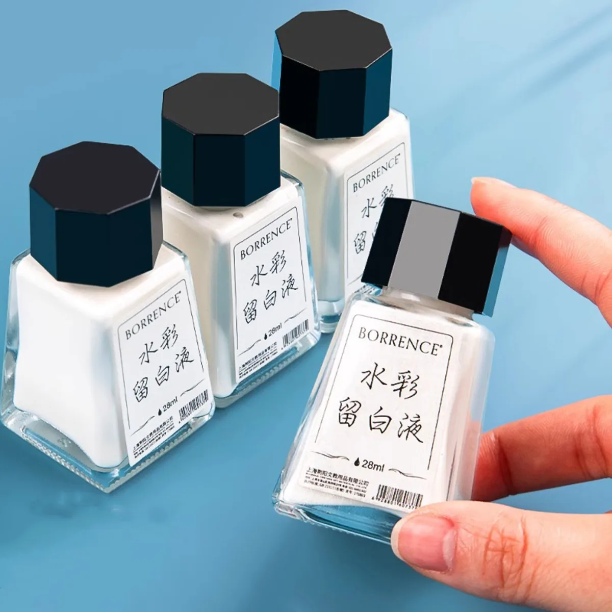 Borrence 28ml 수채화 마스킹 유체, 흰색 적용하기 쉽고 껍질을 벗기기 쉽고, 전문 아티스트 크리에이티브 도구 미술 용품