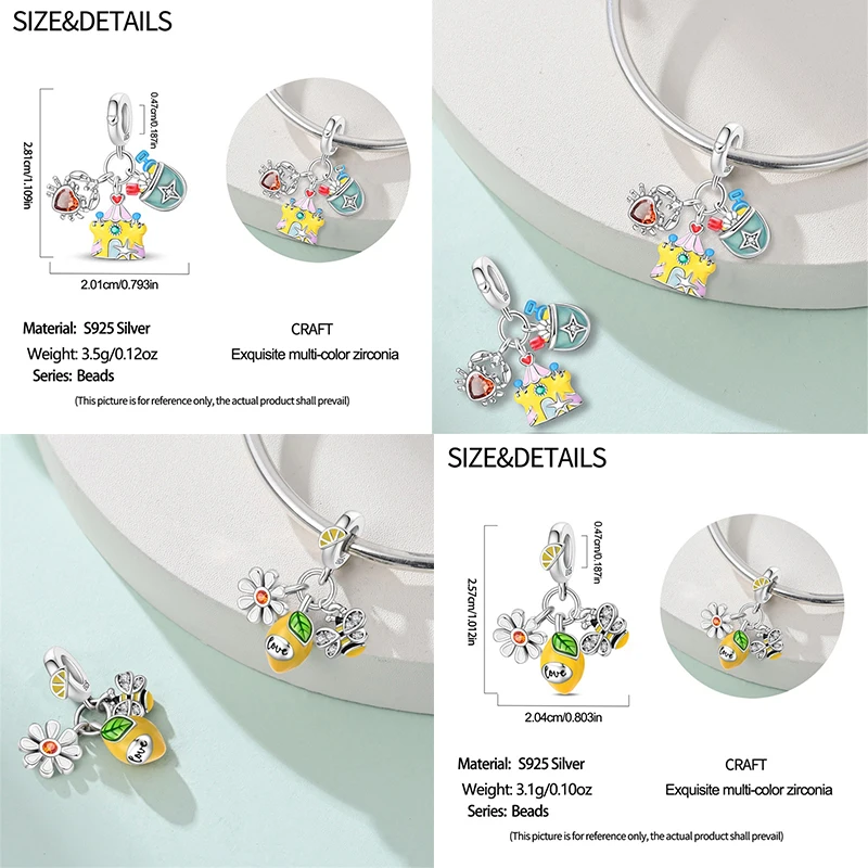 925 Sterling Silver Handbag Sun Hat Beach Bikini Trendy Charms Beads Pendants beads charms charm jewelry sterling silver jewelry charm bead sterling silver beads beads jewelry silver charm bead sterling silver beads charm bead jewelry making loose gemstone jewelry 3mm DIY Making Fine Jewelry