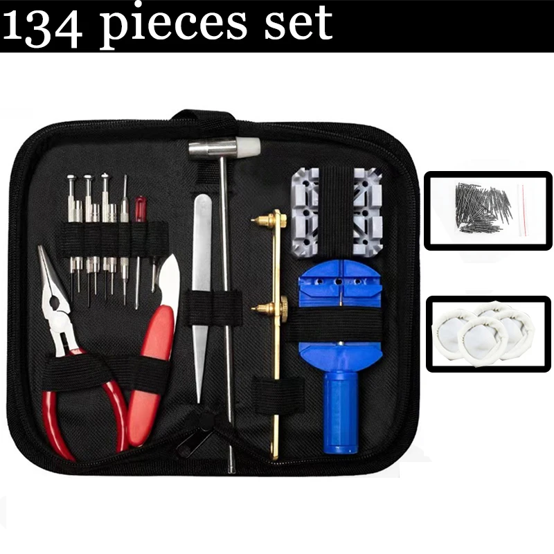 134 147 pcs Watch Repair Tools Kit Clock Watch Link Pin Dissolving Opener Housing Set Opener Link Spring Bar Remover Set