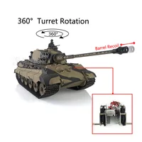 Henglong 1/16 7.0 King Tiger RTR RC Tank 3888A FPV 360 Turret Rotation Barrel Recoil Smoke Effect BBs Airsoft TH19738-SMT7 2