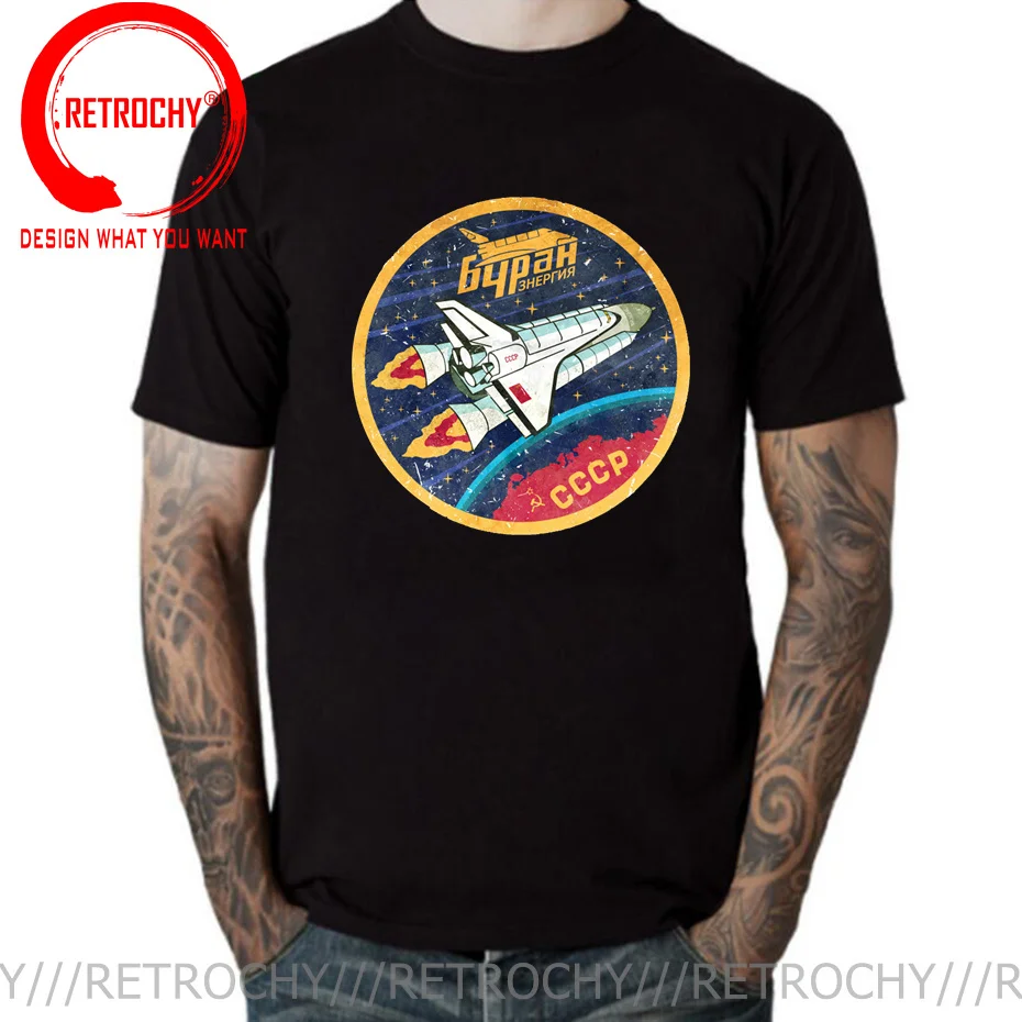 Vintage Cccp Buran Spaceplane T Shirt Uomo Manica Corta Space Shuttle T-Shirt Unione Sovietica Ussr Anniversary Tee Top Cotton Tshirt