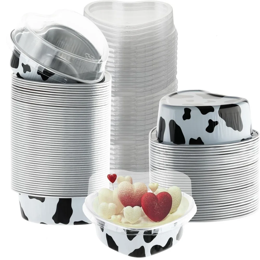 20PCS Heart Shape Disposable Aluminum Foil Cupcake Liners with Lids, Mini Cake Pans, Pe... - SKU DAFB1923 - UGI Packaging