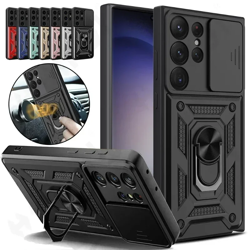 Armor Rotate With Ring Stand Camera Lens Anti-Scratch Case For