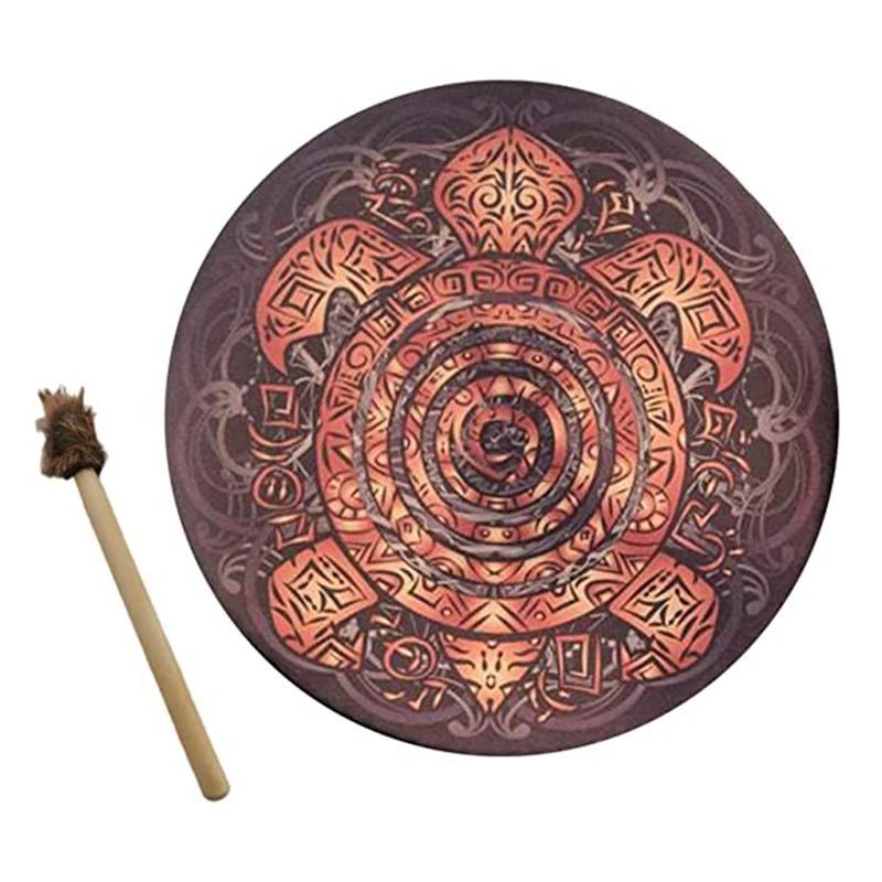 

10-Inch Tree Decorative Design With Drumsticks Instrumental Shaman Alchemy Moon Drum For Spiritual Music