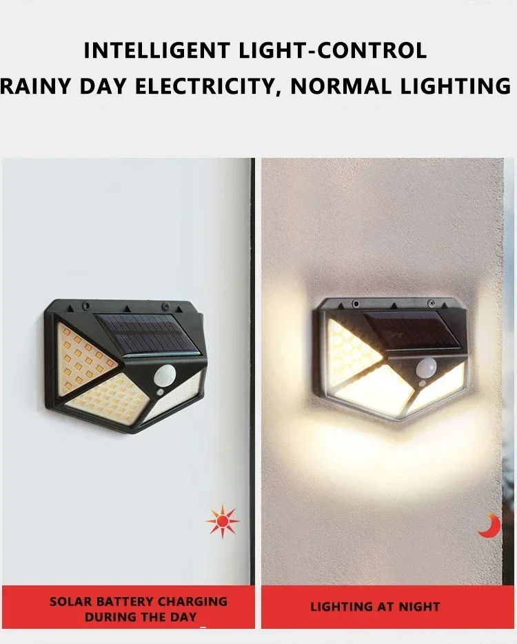 Solar Flood Light 100 LED Motion Sensor Outdoor Waterproof IP65 Garden