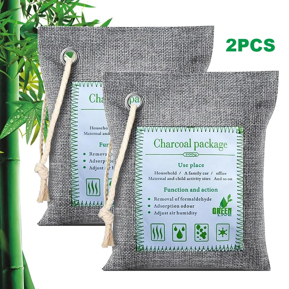Bamboo Charcoal Odor Absorber Odor Absorber Moisture Absorber Bamboo Charcoal Air Purifying Bags 2x200g for Car Closet