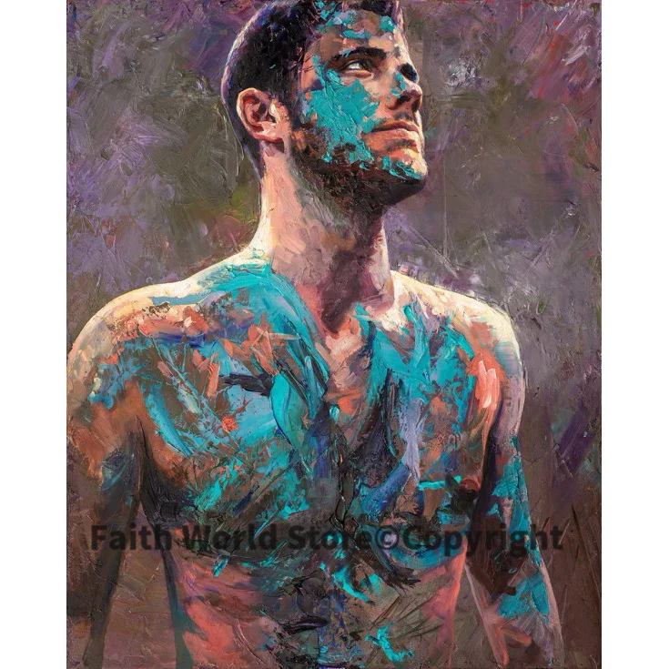 

ORIGINAL -NUD ART nude man male art CANVAS art --32 inches ARTIST TOP ART OIL painting-100% Handpainted work