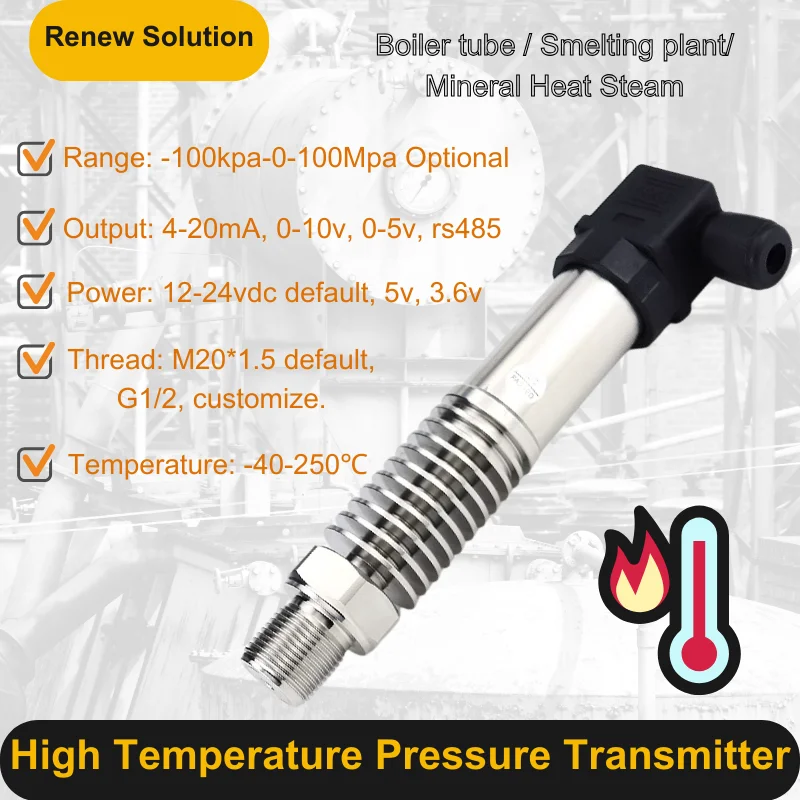 High Temperature Melt Pressure Sensor hvac Pressure Transducer Hydraulic 0-10v Oil Fuel Hot Water Steam Transmitter