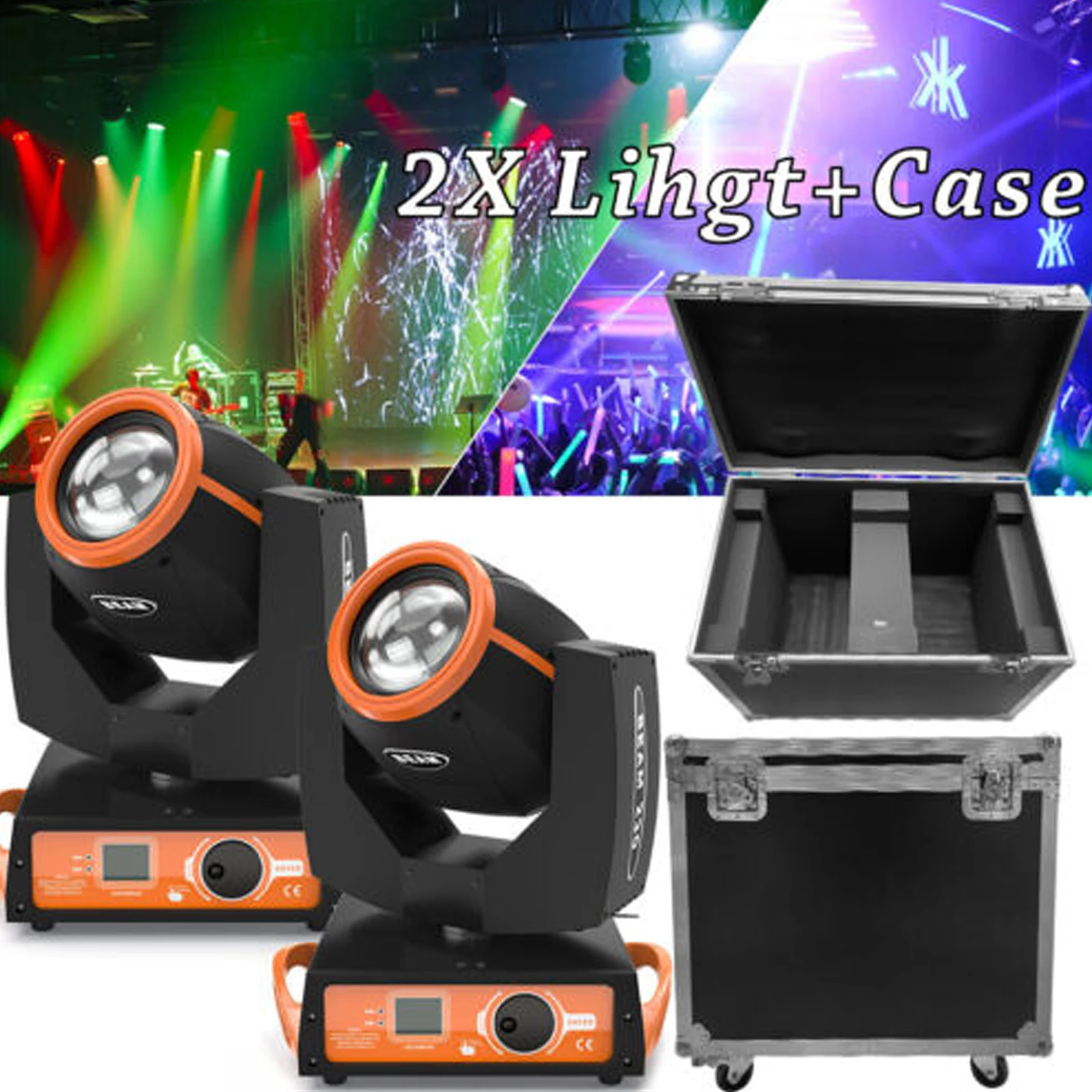 

Somspot 2PCS 7R 230W LED RGBW Moving Head Beam Light with Flight Case for Disco Party Bar Club Wedding Birthday Stage Light