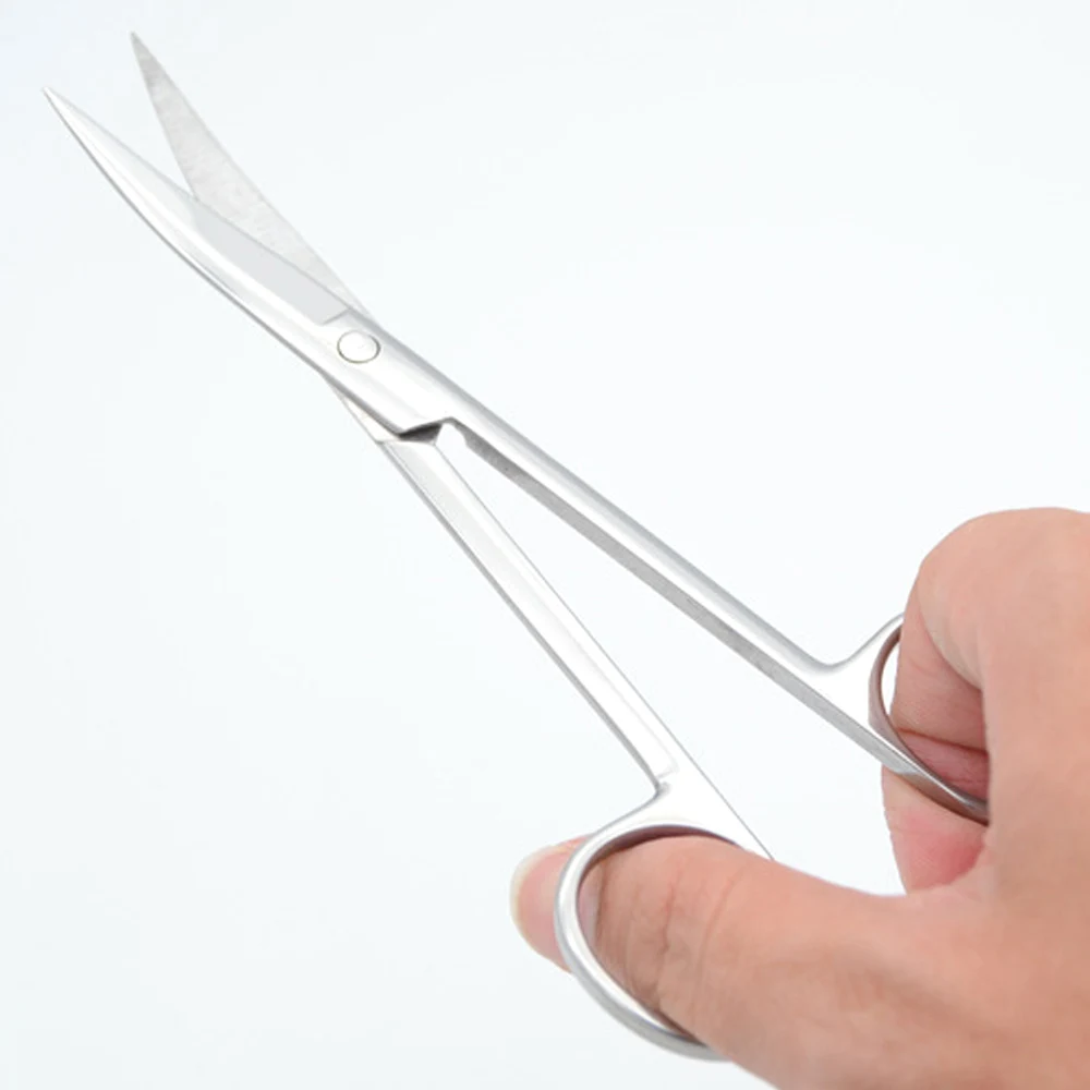 1Pcs 14cm Stainless Steel Medical Scissors Manicure Nose Hair Lash Scissors Eyebrow Trimming Straight Curved Tip Makeup Tools 3