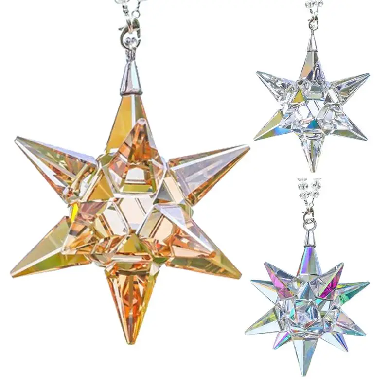 

Car Transparent Crystal Snowflakes Snowflake Decoration Pendant Sun Catcher Snowflake Hanging Trim Accessories Car Ornaments