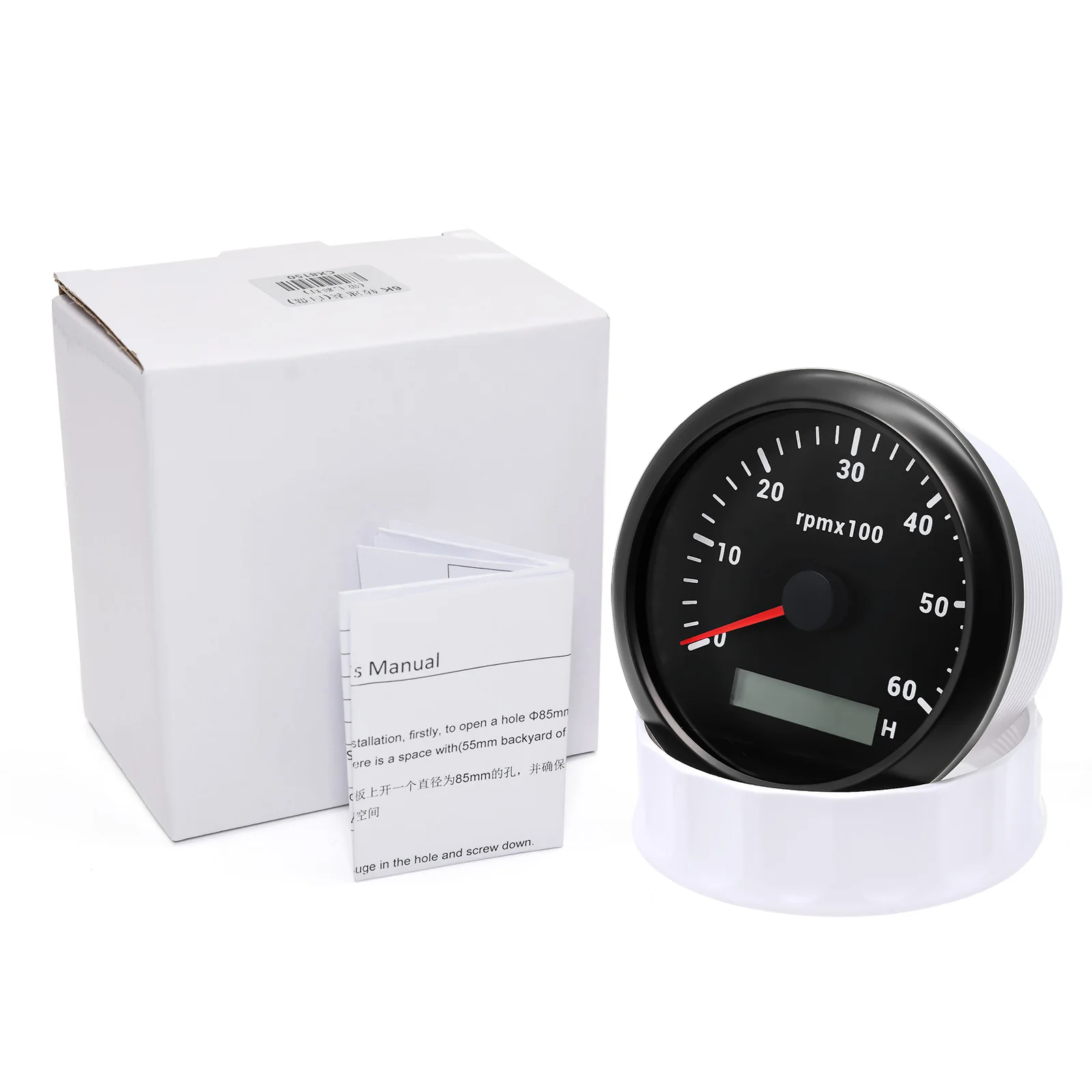 85mm Tachometer With 7 Colors Backlight 3000 4000 6000 RPM Meter With Digital Ho