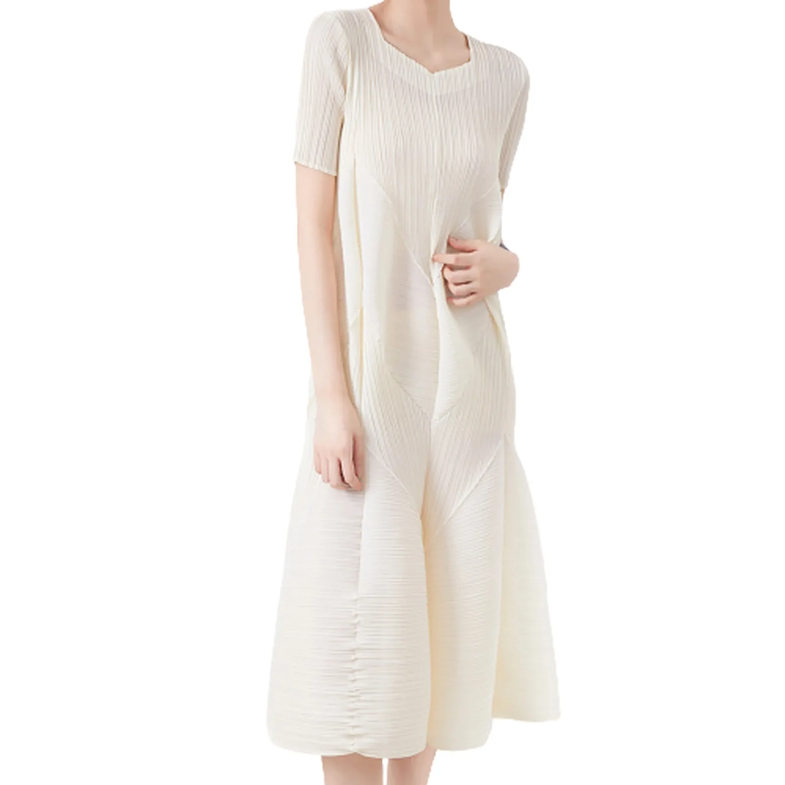 

Women's Casual Summer Tank Top Short Sleeve Knee Length Mini Print Pleated Tank Dress Dresses Summer Women Casual Summer
