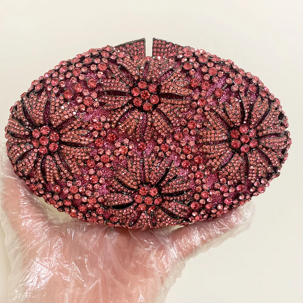 

Dark Pink Crystal Evening Bag Luxury Women Mini Wedding Minaudiere WHTUOHENG Diamond Party Purse Dinner Banquet Purses Handbags