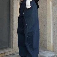 Jeans for Woman Y2k Clothes Relaxed Loose Fit Wide Leg Trousers Vintage American Retro Style with Rivet Patchwork Split Design - Image 6