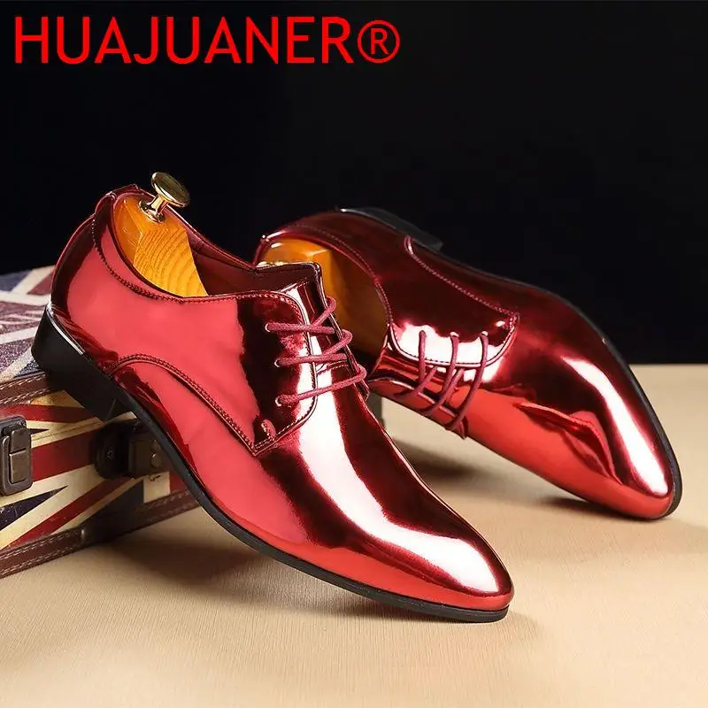 

Autumn 2023 Fashion Groom Wedding Shoes Italian Style Mens Dress Shoes Pointed Toe Casual Business Patent Leather Dress Shoe Man