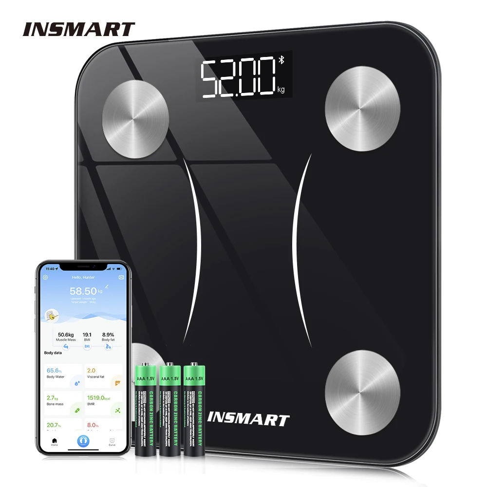 INSMART 욕실 체중계 블루투스 스마트 무선 디지털 바디 무게추 밸런스 체중계, 체지방 무게추 체중계, BMI 계산