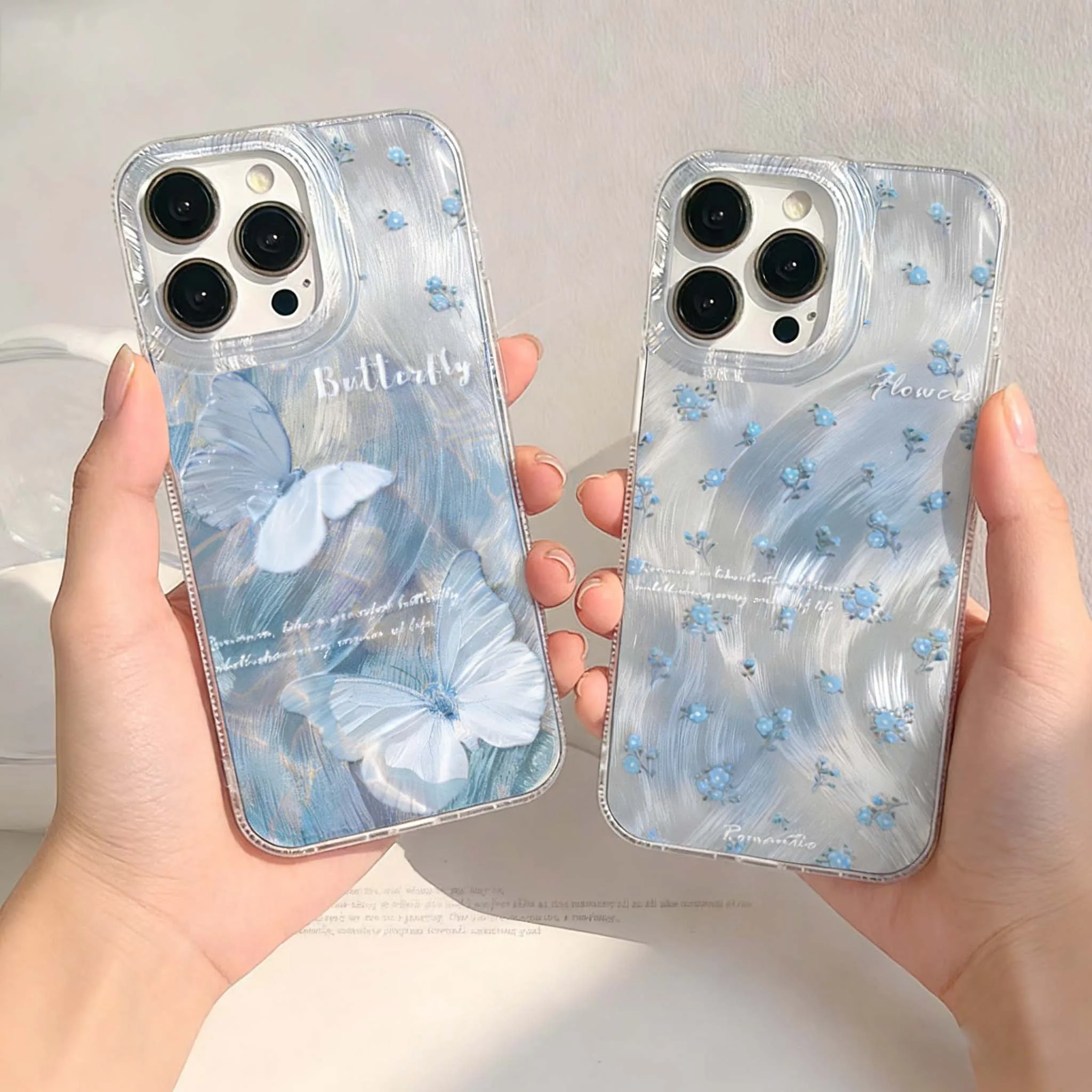 Floral Butterfly Feather Design Silicone Hard Case Cover