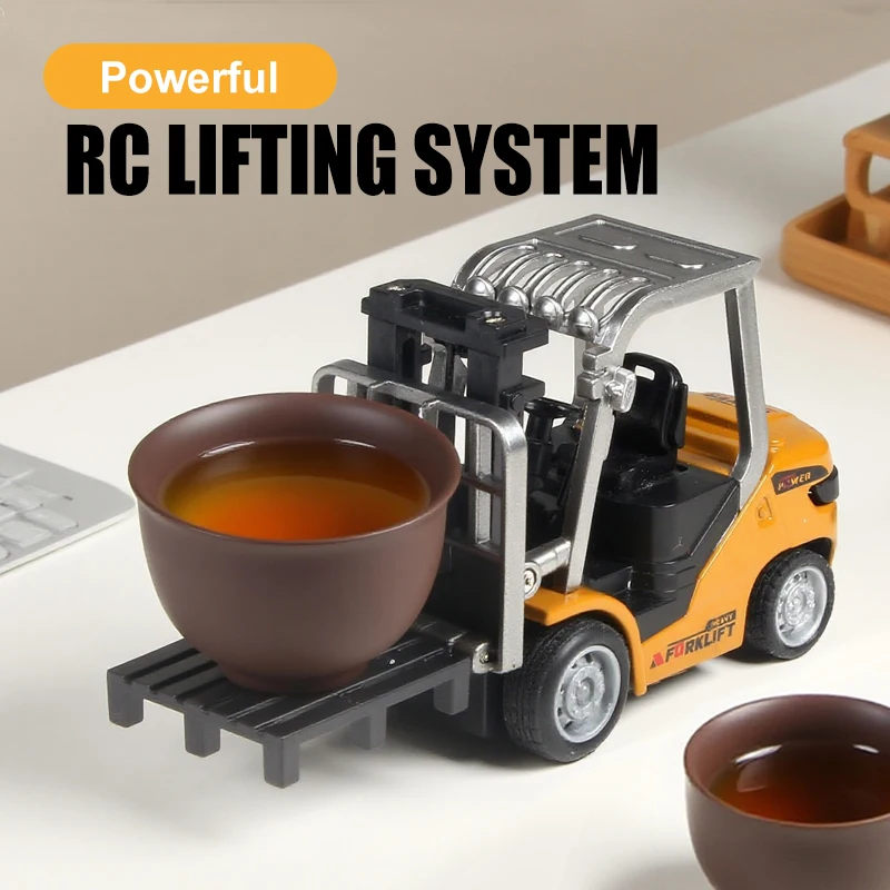 Children's Mini Forklift Toy with Sound & Light - Adjustable Metal Shell Desktop Vehicle