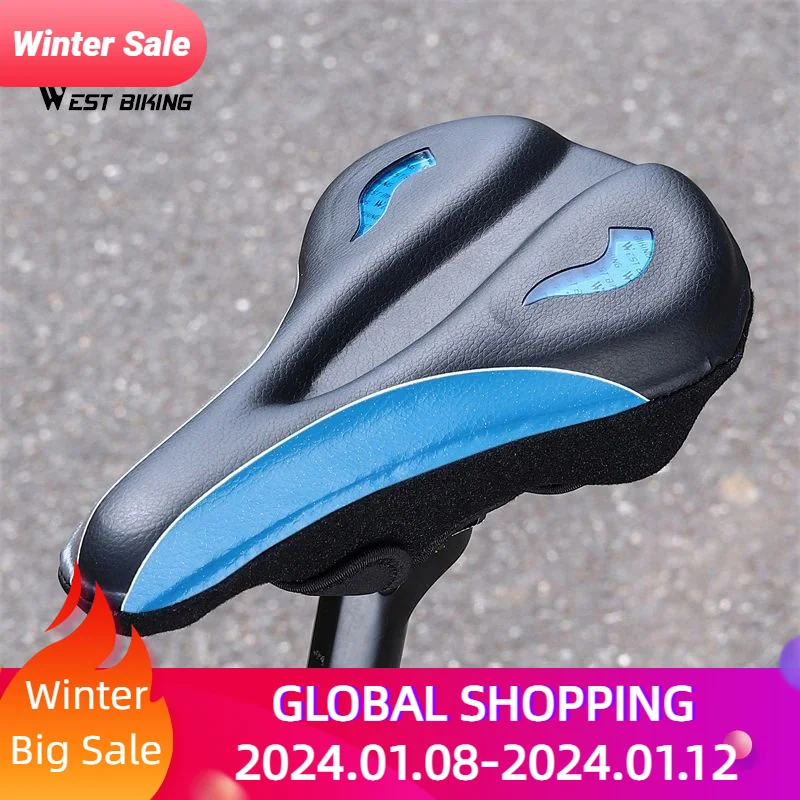 

WEST BIKING Comfy Bicycle Gel Saddle Cover Highly Elastic Seat Cushion Cover Waterproof Grain Leather MTB Road Bike Accessories