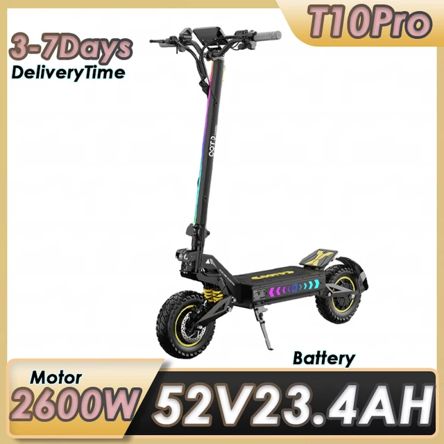 Trottinette électrique pliable OOTD T10 Pro, puissance de pointe 2600W, 52V 23.4AH, frein à disque hydraulique, pneus de 11 pouces, trottinette électrique tout-terrain 1