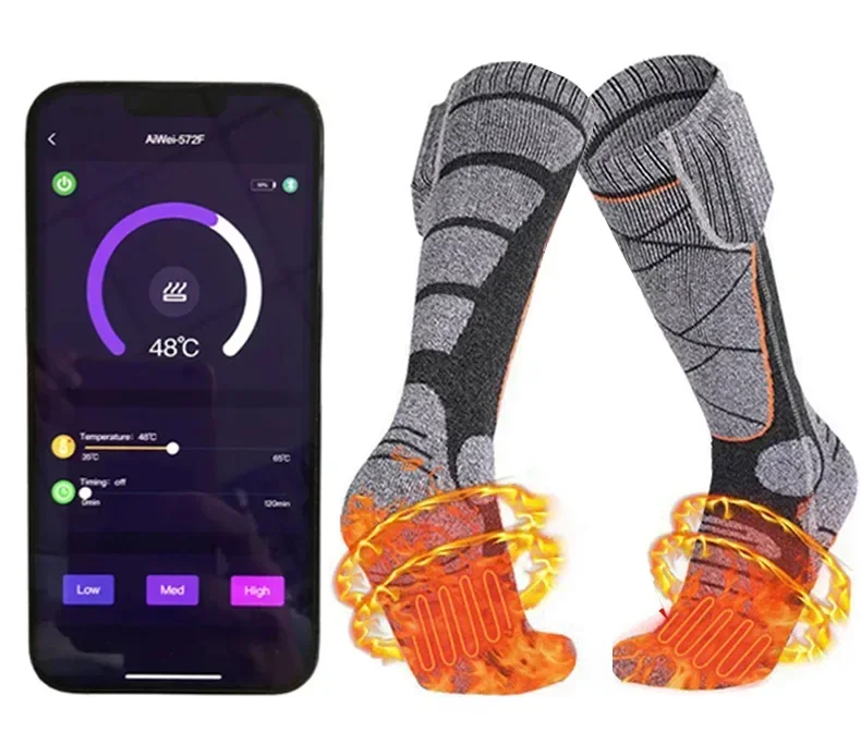 Heated Socks 5000mAh APP Control Thermal Socks Winter Men's Women's Heating Foot Warmer Electric Socks Warm Socks Cycling Ski - AliExpress - Шкарпетки