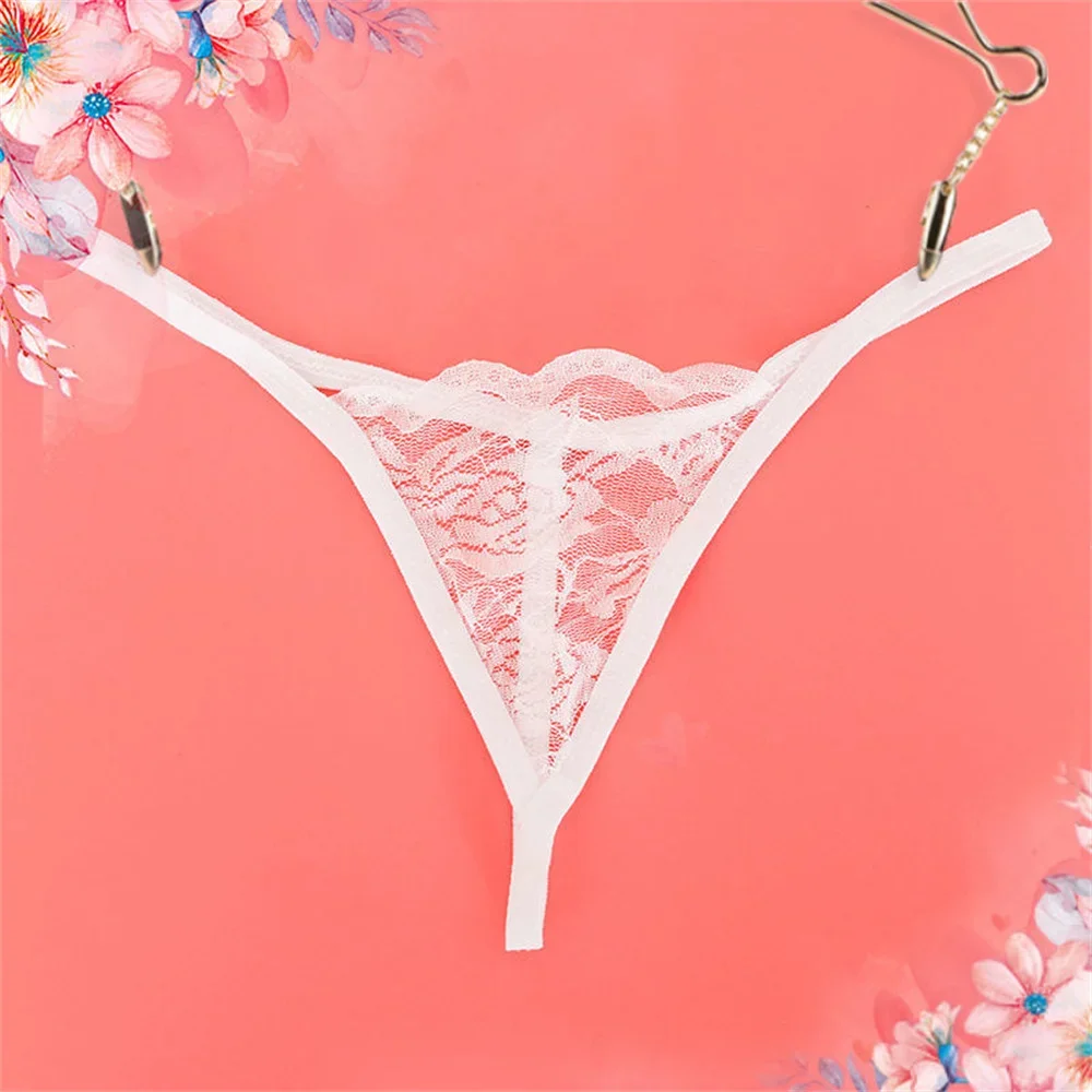 3 PCS/Pack One Rope Women Lingerie Micro Bikini V String Thong Sexy Temptation Ladies Transparent Floral Lace Underwear