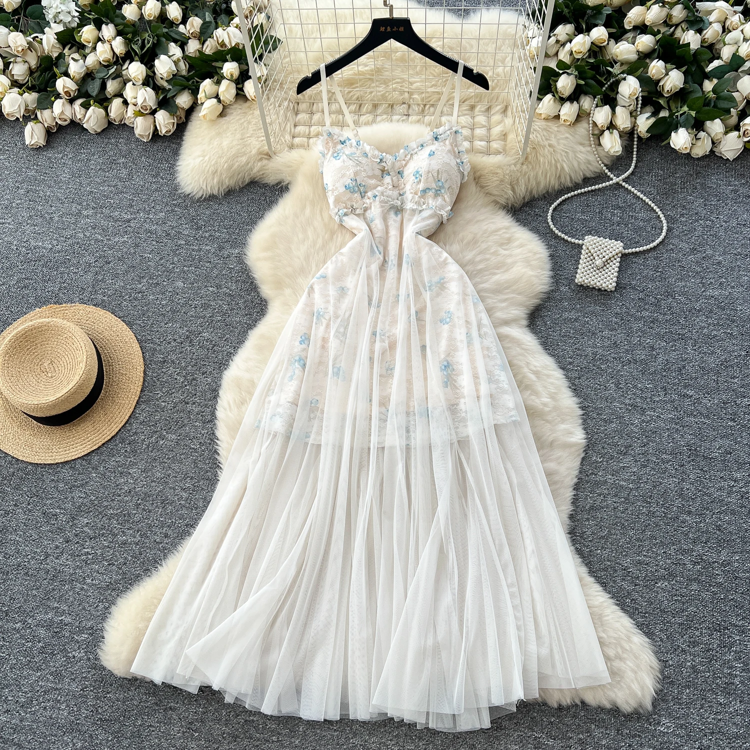 holiday mesh dress Mesh Long Dress – Holiday Glam & Beach Wedding Ready – LAVISH main image 1