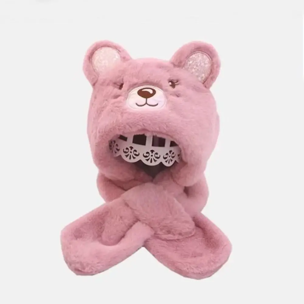 Winter Beanie Hat Scarf Soft Plush Kids Cap