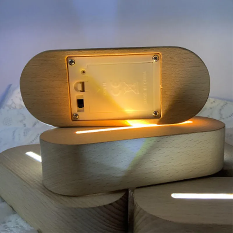 

5Pcs Oval Led Solid Wooden Base Battery USB Cable Acrylic 3D Warm White Light Holder Lamp Decoration Lighted Base Stand