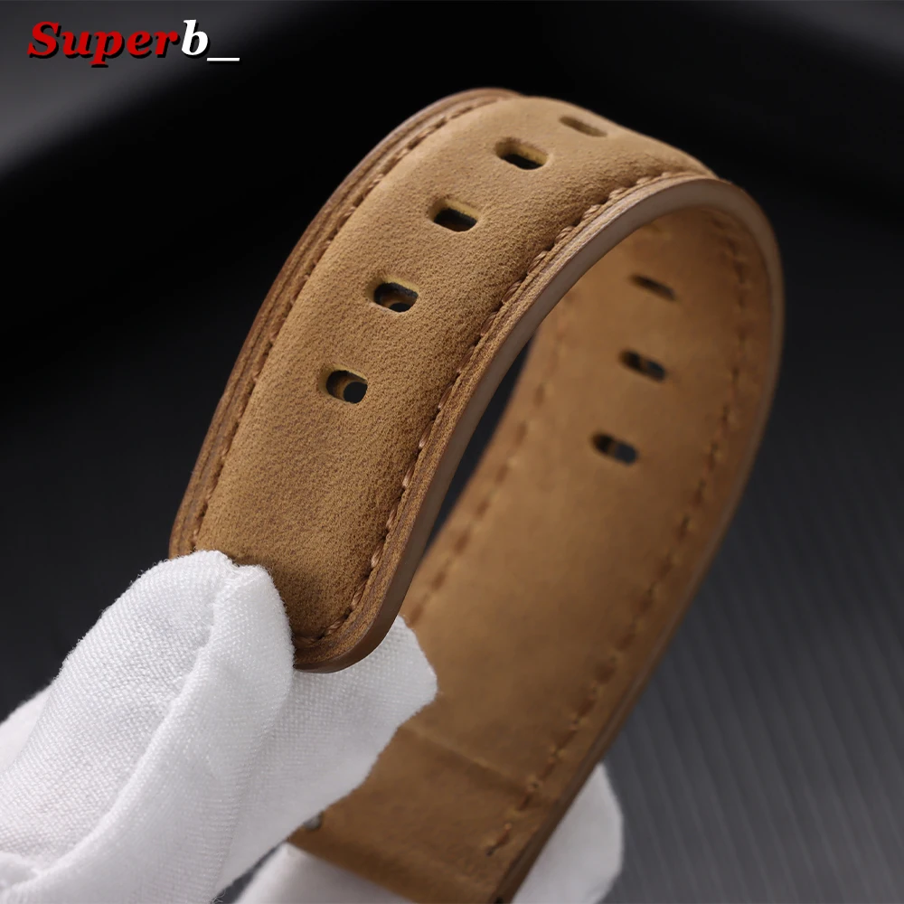Vintage Matte Genuine Leather Watchband Bracelet in Black, Grey, and Brown